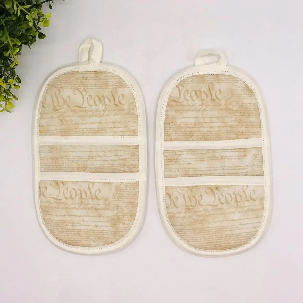 Set of 3 Finger Hotpad Potholders, Neutral We The People Patriotic, 3 Piece Set